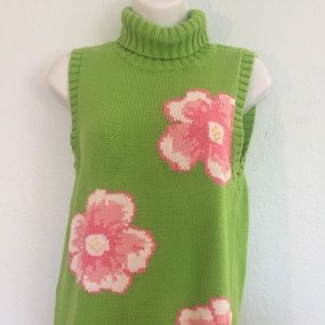 Lilly Pulitzer Sleeveless Lg. Hibiscus Sweater